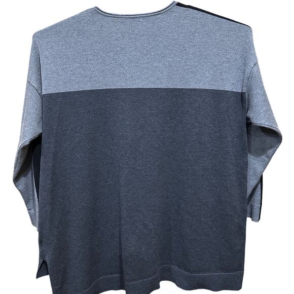 89th Madison Women Sweater Plus 3X Gray Colorblock Asymmetrical Minimalist - Picture 2 of 7